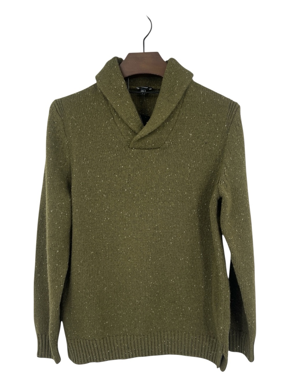 Express Mens Medium Shawl Collar Sweater Olive Green Knit Pullover NWT